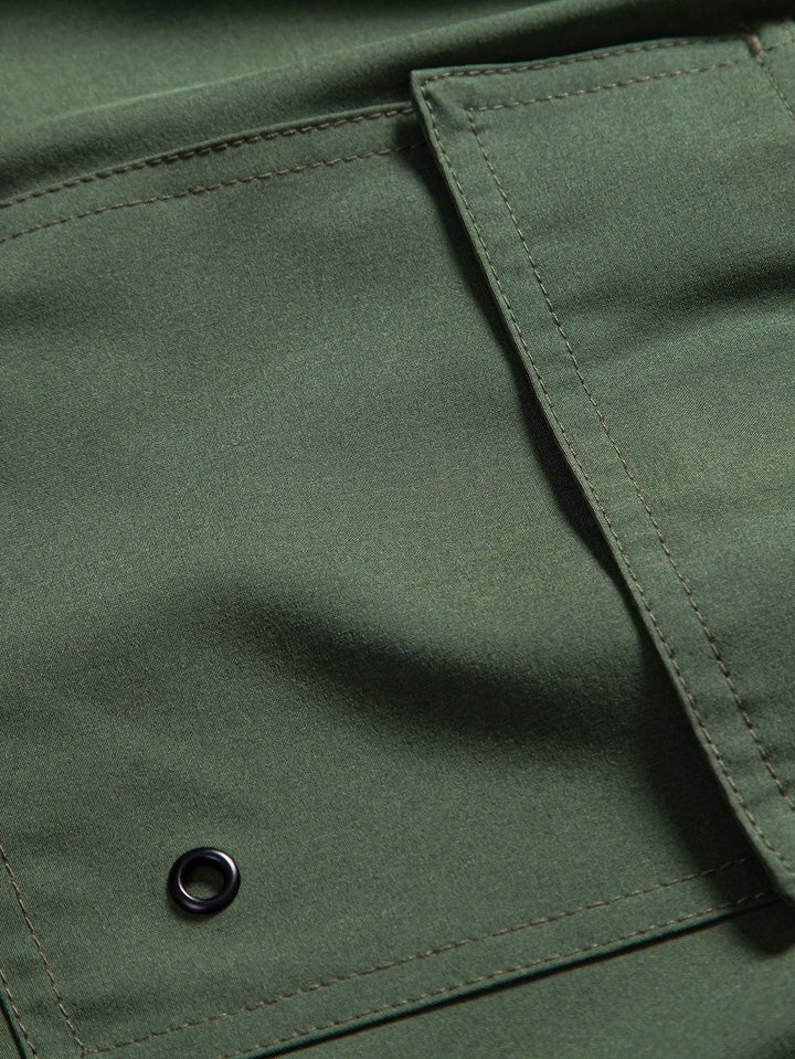 Hawaii Palm Tree Print Linen Look Cotton Button-Down Shirt & Swim Shorts