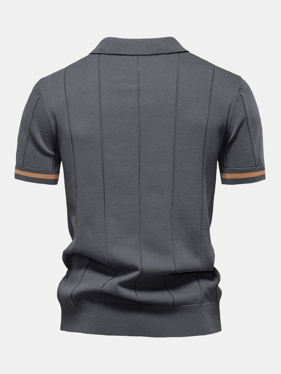 Contrast Trim Zip Knitted Polo Shirt