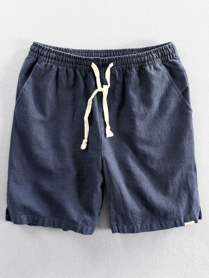 Linen Cotton Blend Drawstring Shorts