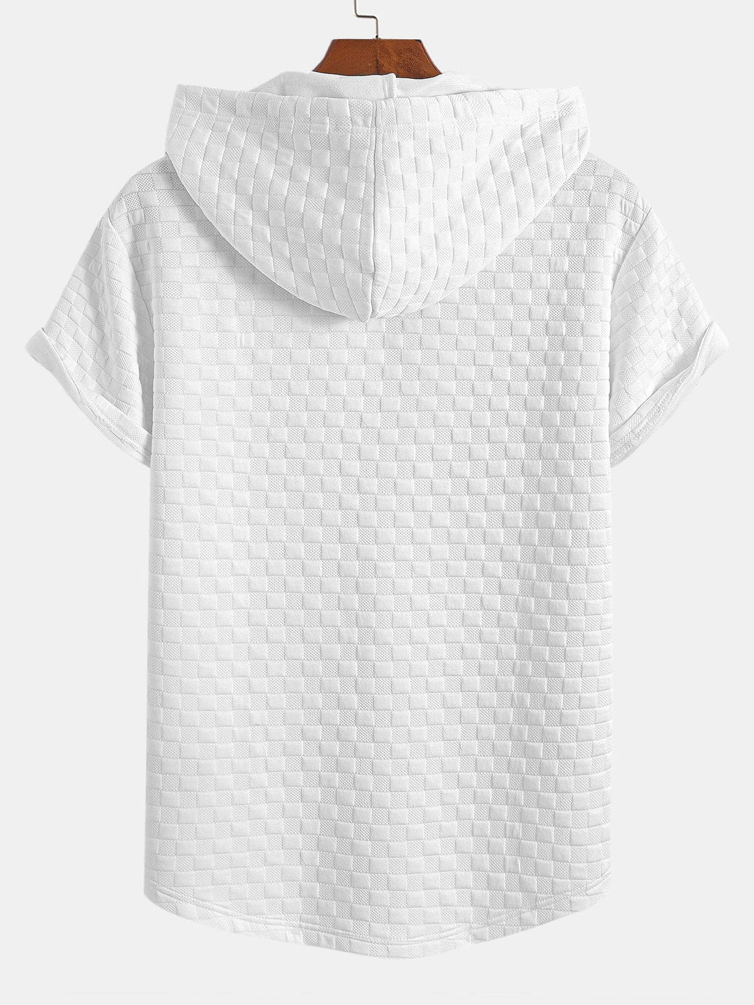Checkerboard Jacquard Arc Hem Hooded T-Shirt & Checkerboard Jacquard Shorts