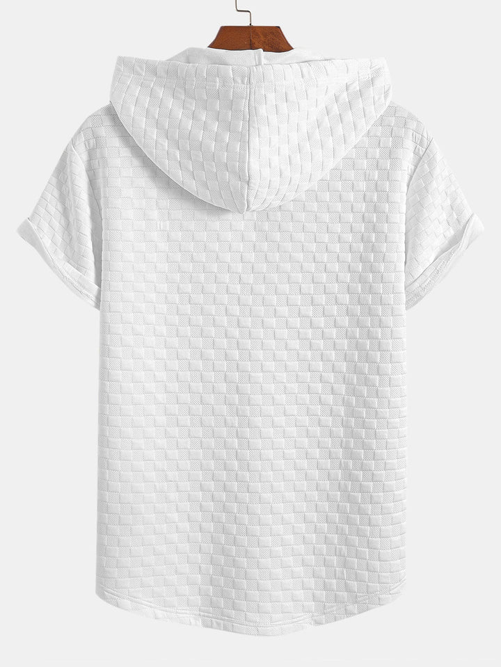 Checkerboard Jacquard Arc Hem Hooded T-Shirt & Checkerboard Jacquard Shorts
