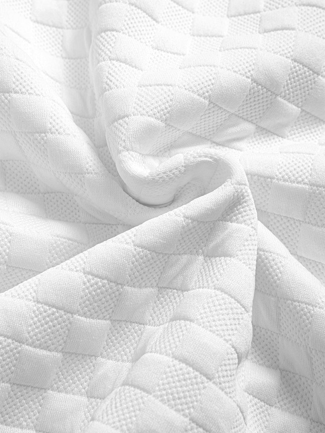 Checkerboard Jacquard  Arc Hem T-Shirt