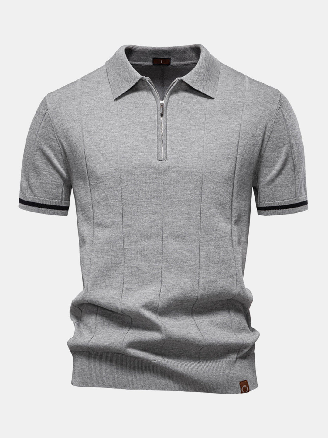 Contrast Trim Zip Knitted Polo Shirt