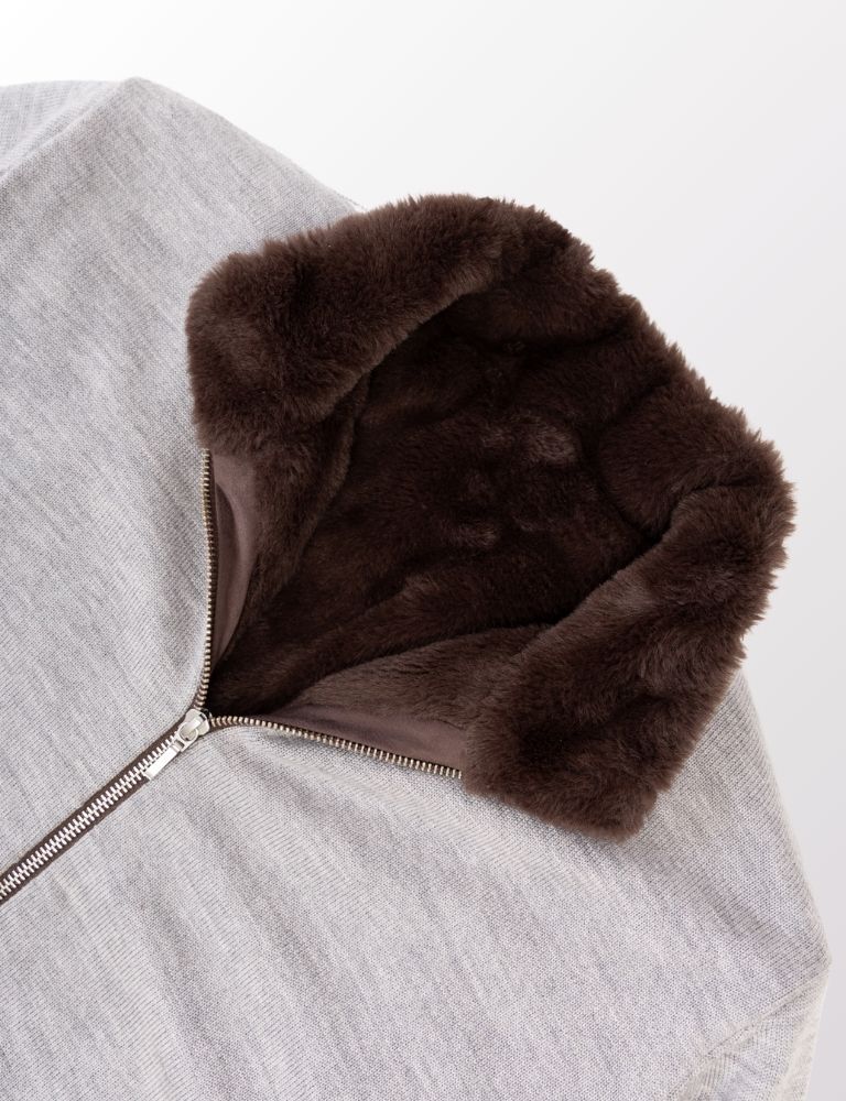 Pothiares Full Fur lined Cardigan | Grey