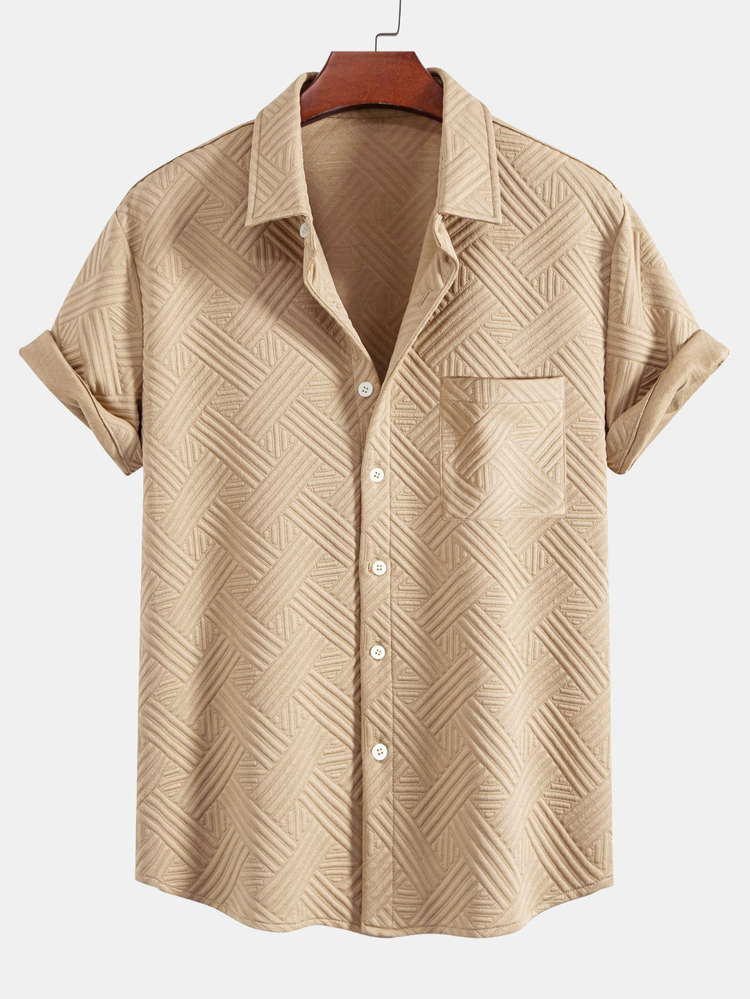 Striped jacquard button-down shirt & Drawstring shorts