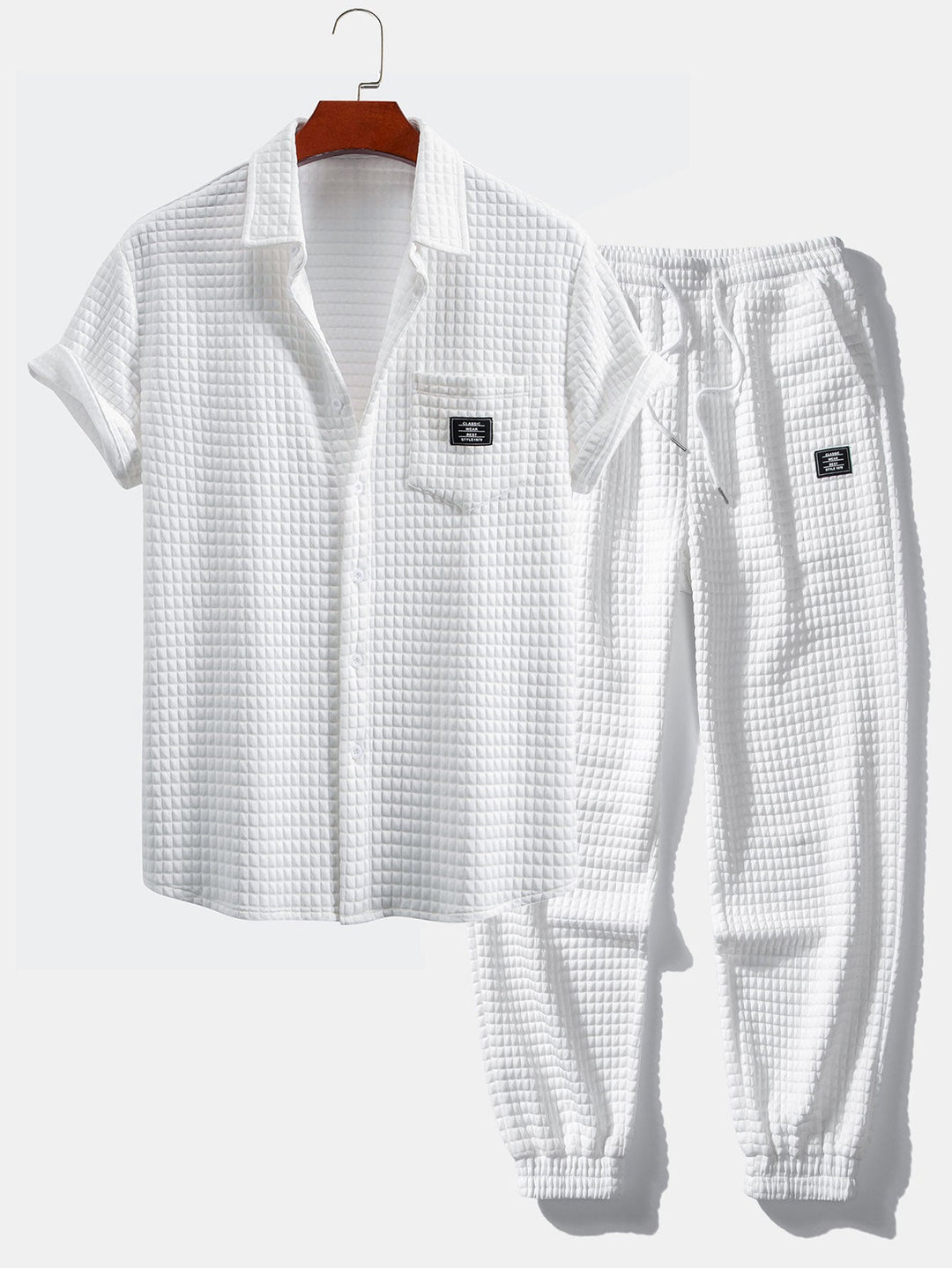 Short Sleeve Waffle Shirt & Drawstring Waffle Joggers