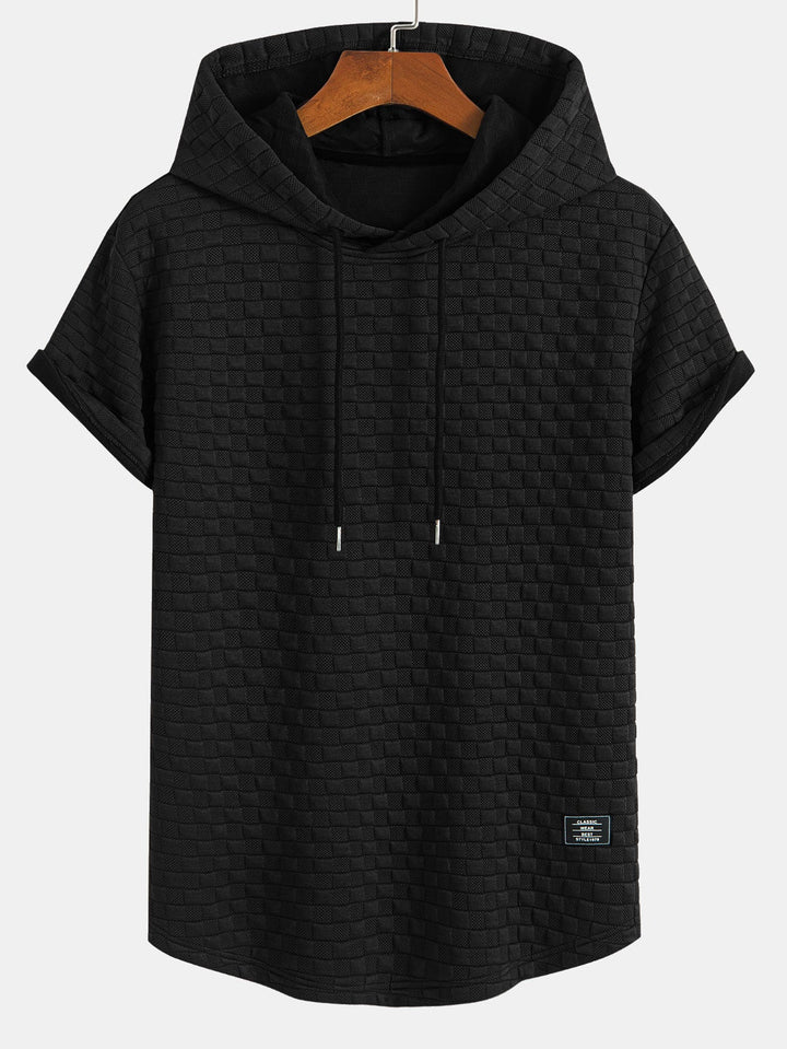 Checkerboard Jacquard Arc Hem Hooded T-Shirt & Checkerboard Jacquard Shorts