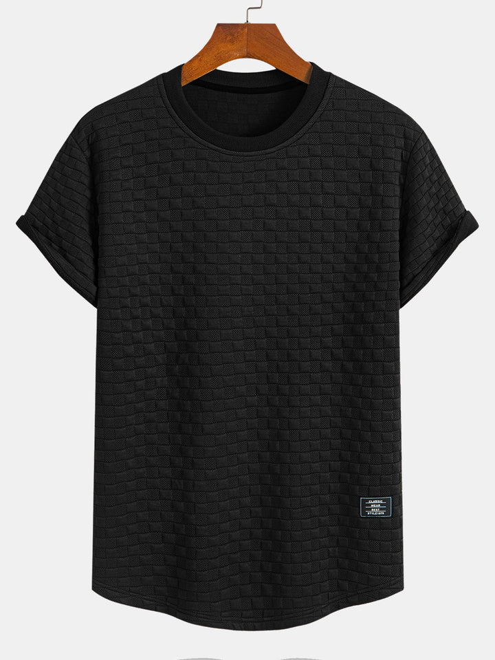 Checkerboard Jacquard  Arc Hem T-Shirt
