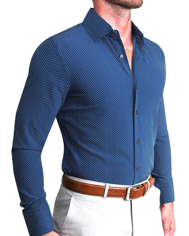 "The Boylston" Navy with White Polka Dots