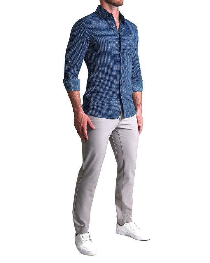 "The Boylston" Navy with White Polka Dots