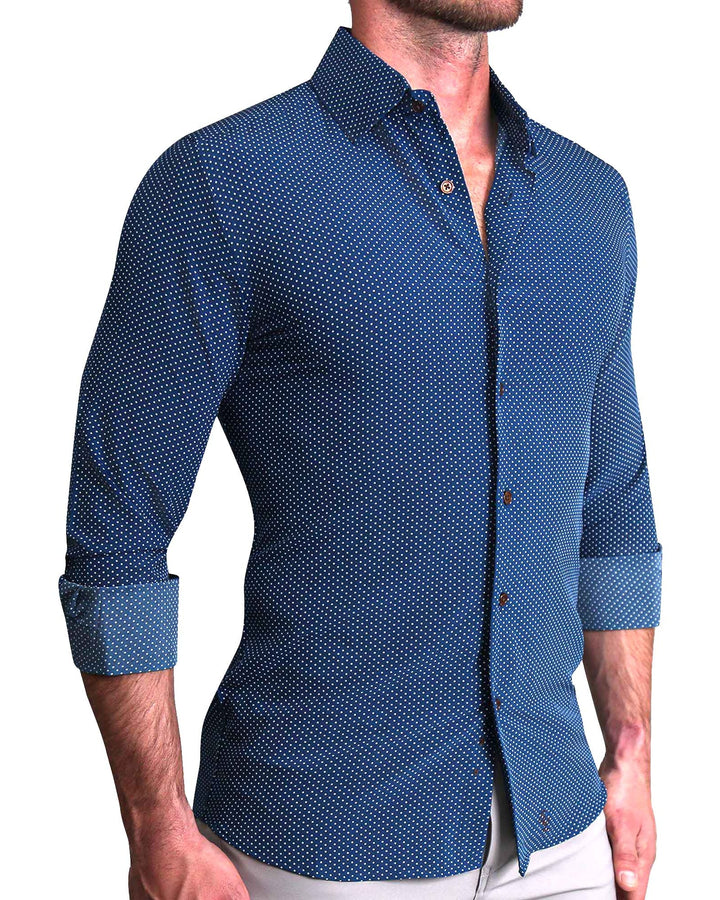 "The Boylston" Navy with White Polka Dots