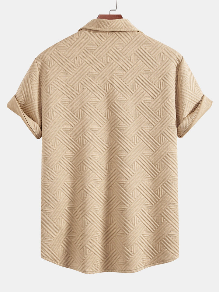 Striped jacquard button-down shirt & Drawstring shorts