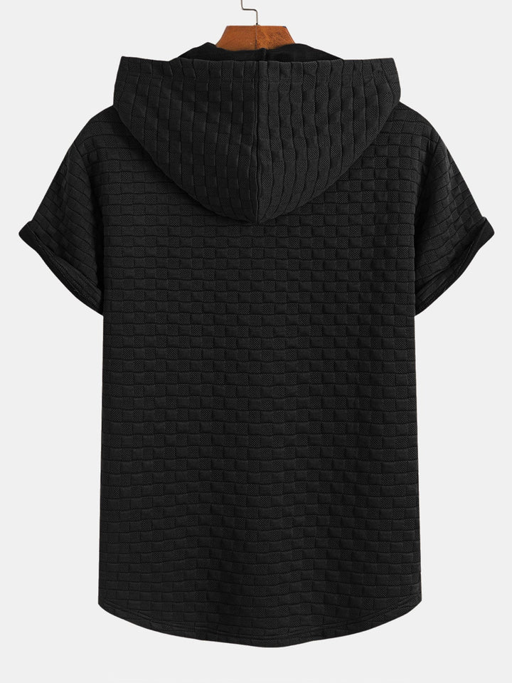 Checkerboard Jacquard Arc Hem Hooded T-Shirt & Checkerboard Jacquard Shorts