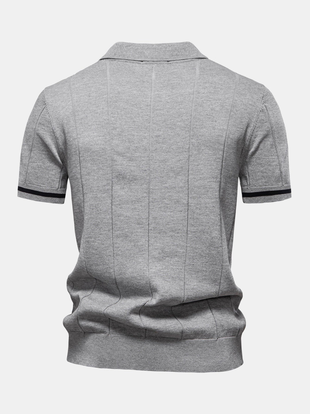 Contrast Trim Zip Knitted Polo Shirt