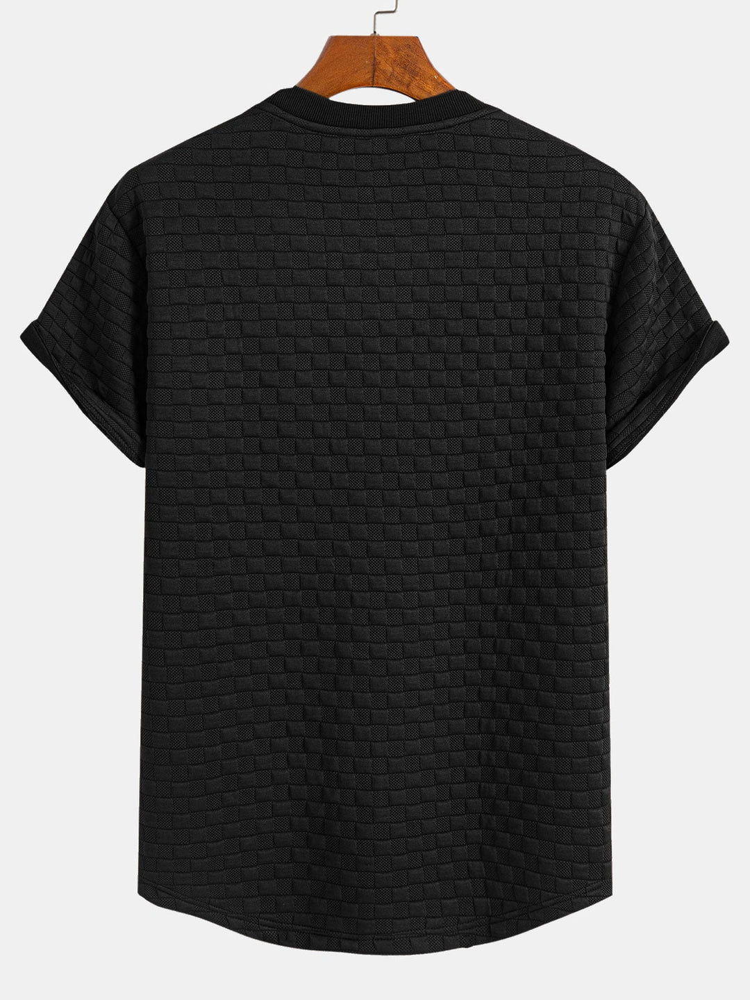 Checkerboard Jacquard  Arc Hem T-Shirt