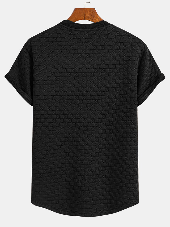 Checkerboard Jacquard  Arc Hem T-Shirt