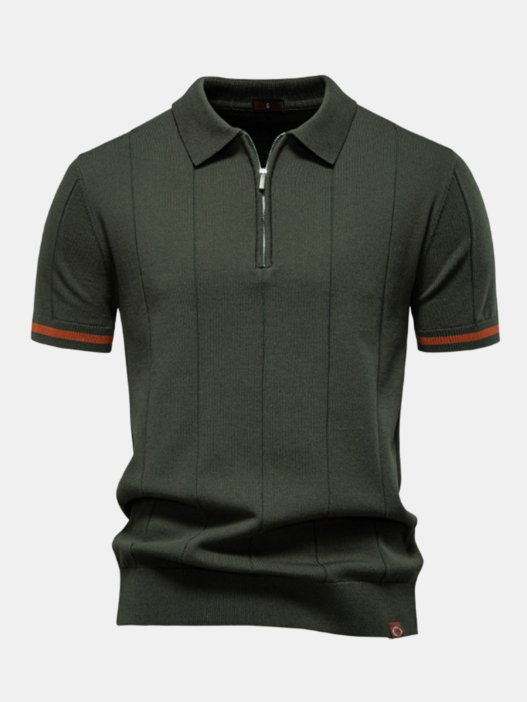 Contrast Trim Zip Knitted Polo Shirt