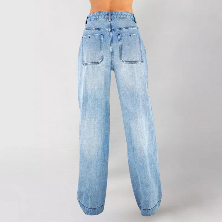 High-Waisted Wide-Leg Denim Pants