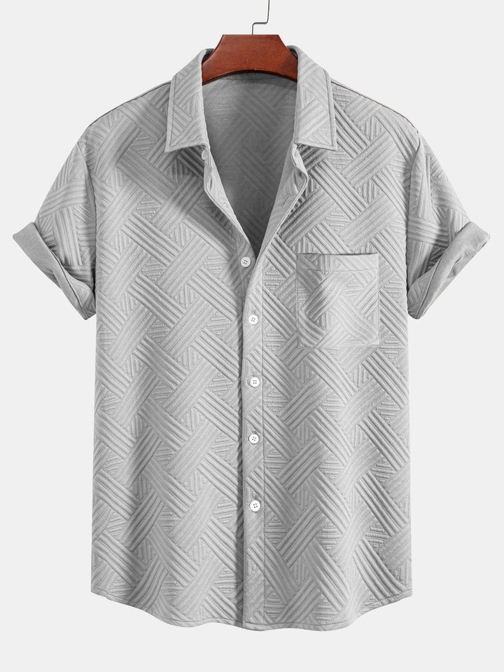 Striped jacquard button-down shirt & Drawstring shorts