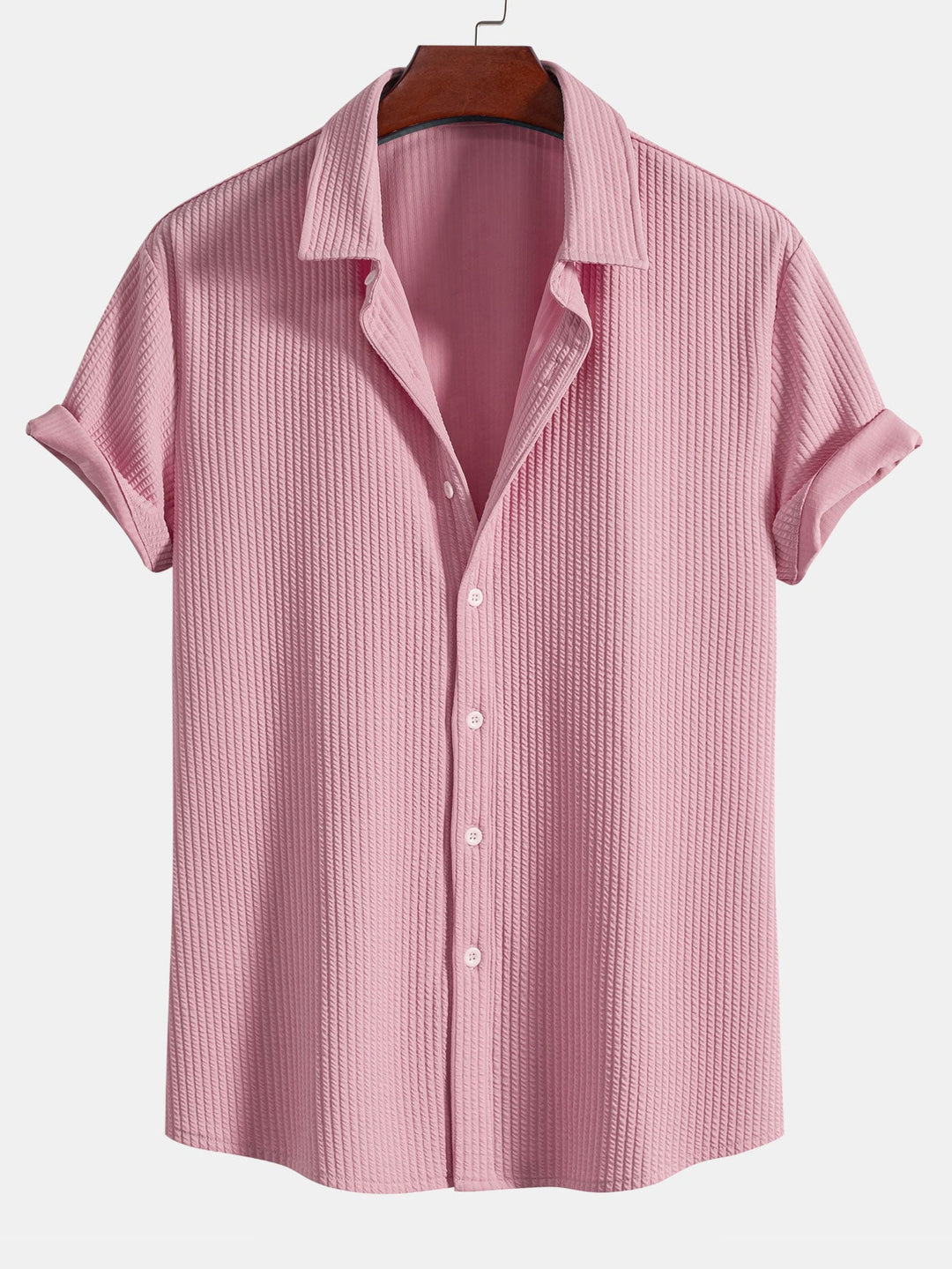Muscle Fit Ribbed Button-Down Shirt