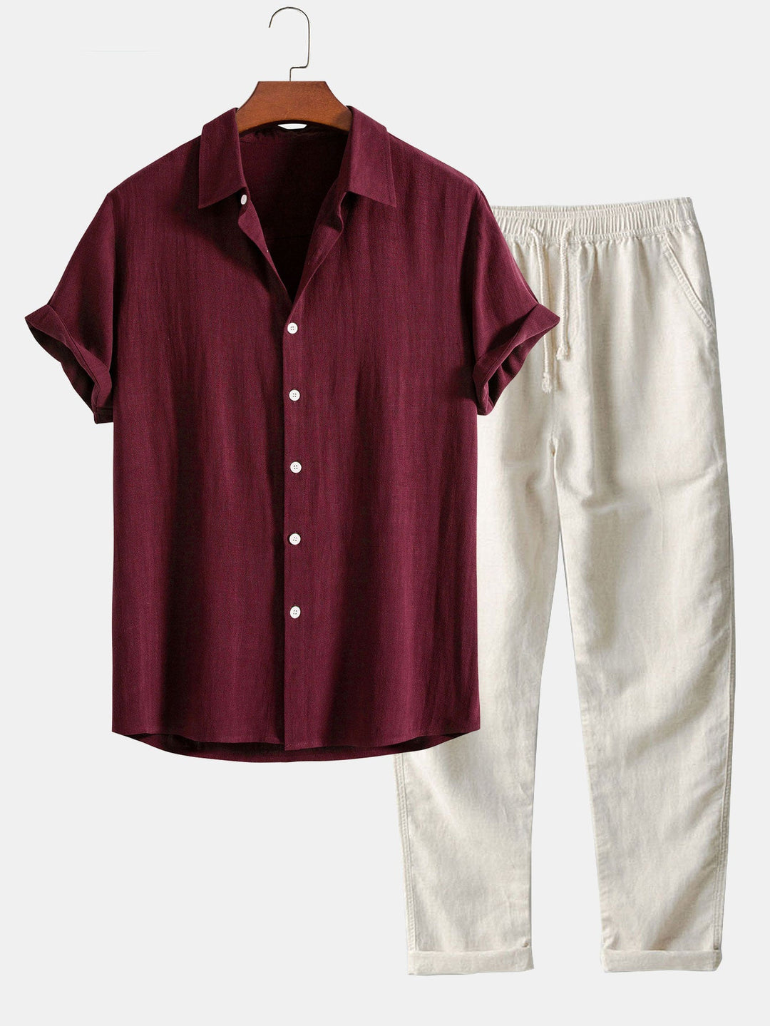 Linen Rayon Mix Button Shirt & Straight Linen Pants
