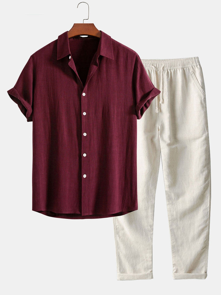 Linen Rayon Mix Button Shirt & Straight Linen Pants