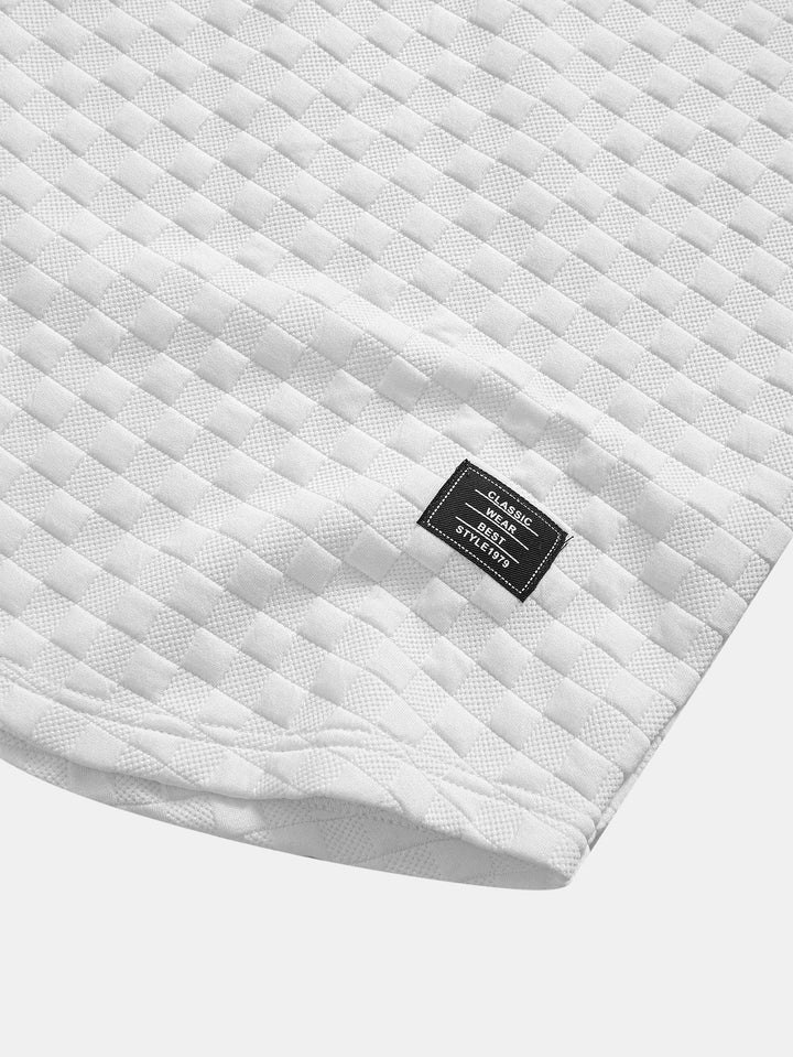 Checkerboard Jacquard Arc Hem Hooded T-Shirt & Checkerboard Jacquard Shorts