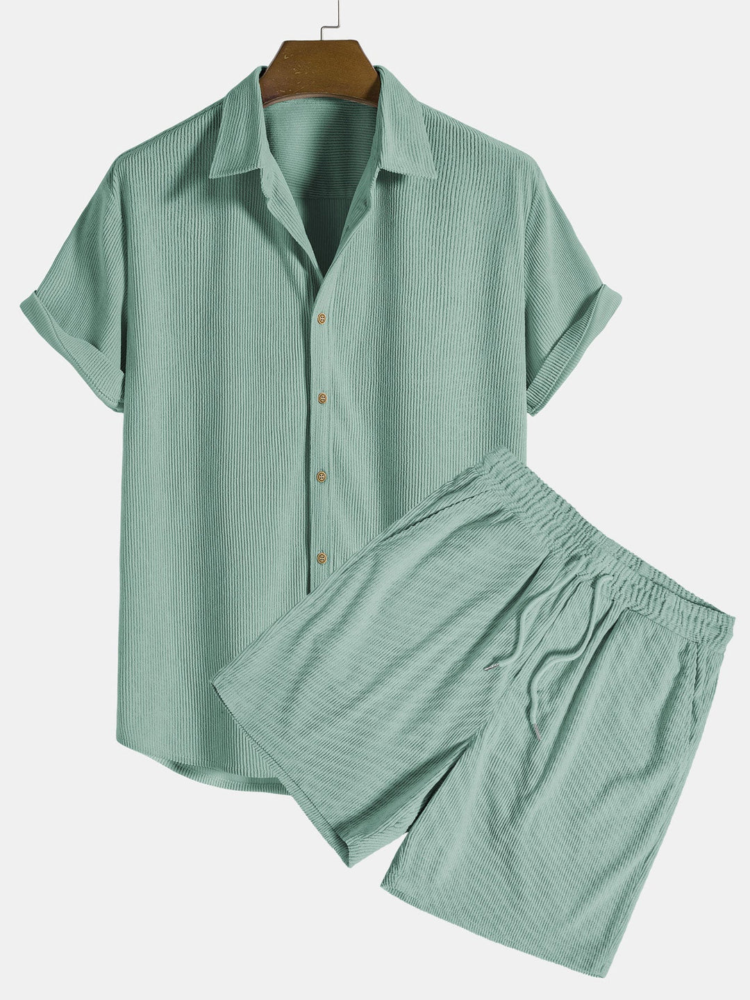 Short Sleeve Corduroy Button-Down Shirt & Shorts