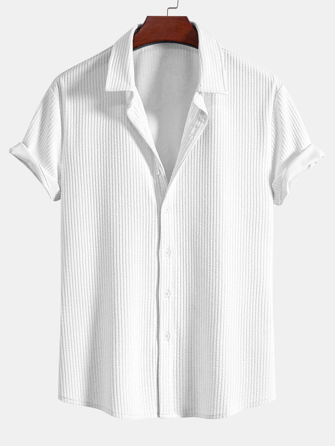Muscle Fit Ribbed Button-Down Shirt