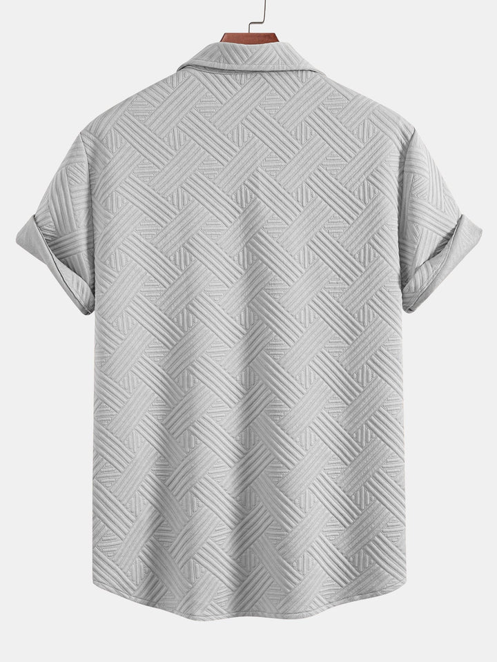 Striped jacquard button-down shirt & Drawstring shorts