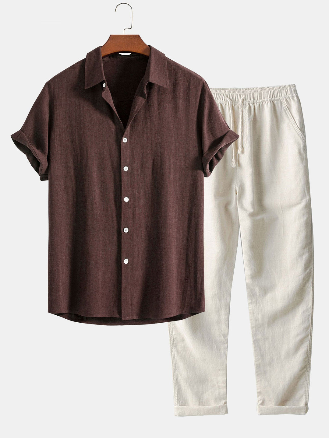 Linen Rayon Mix Button Shirt & Straight Linen Pants