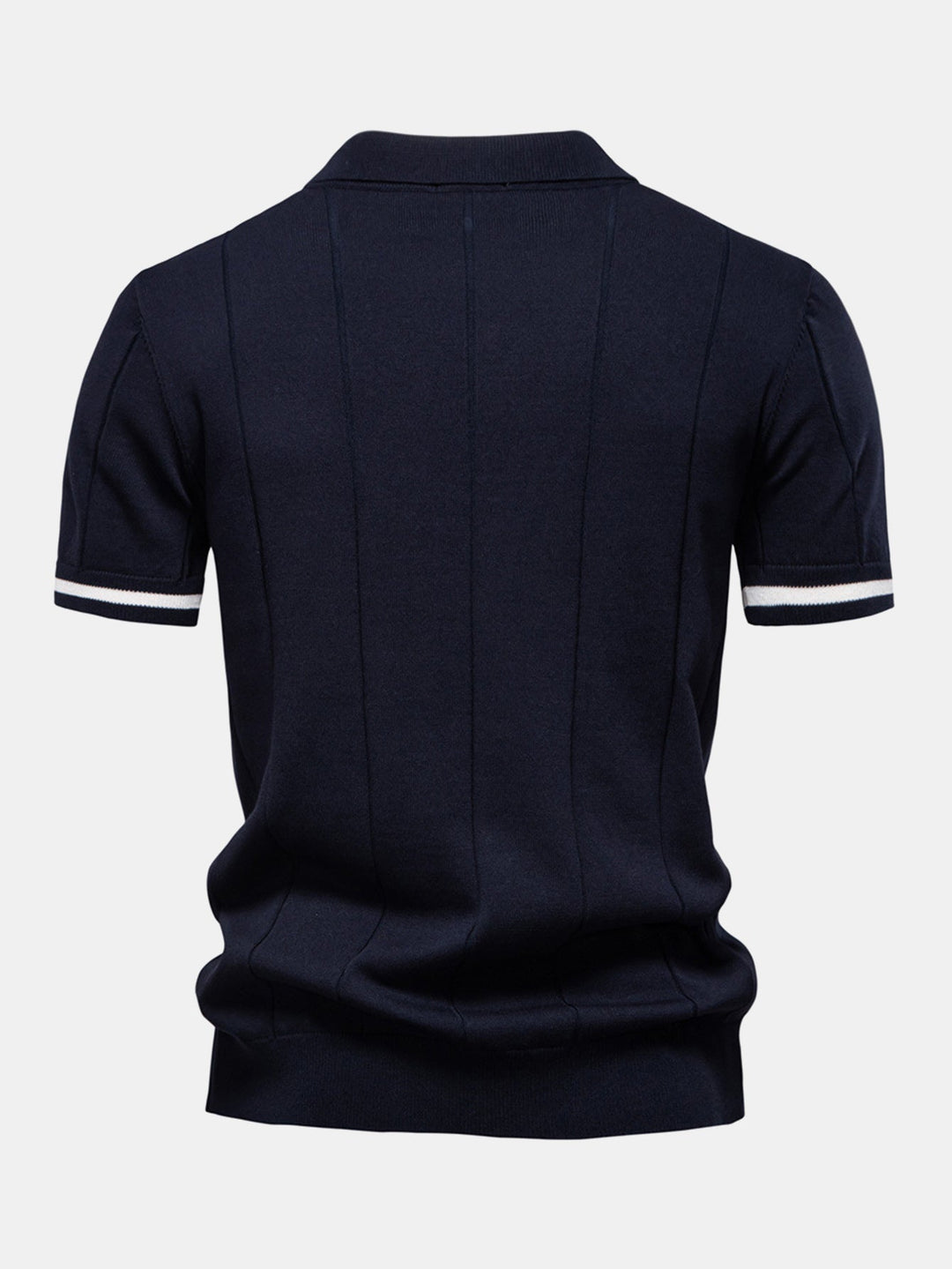 Contrast Trim Zip Knitted Polo Shirt