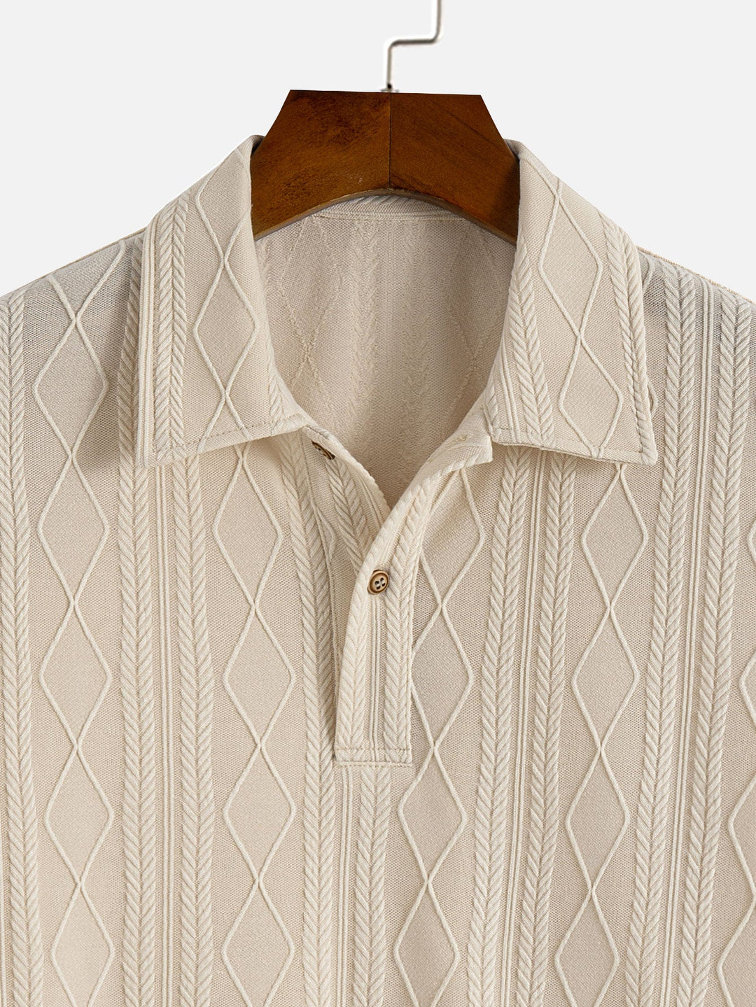 Knitted Geometric Plaid Jacquard Polo