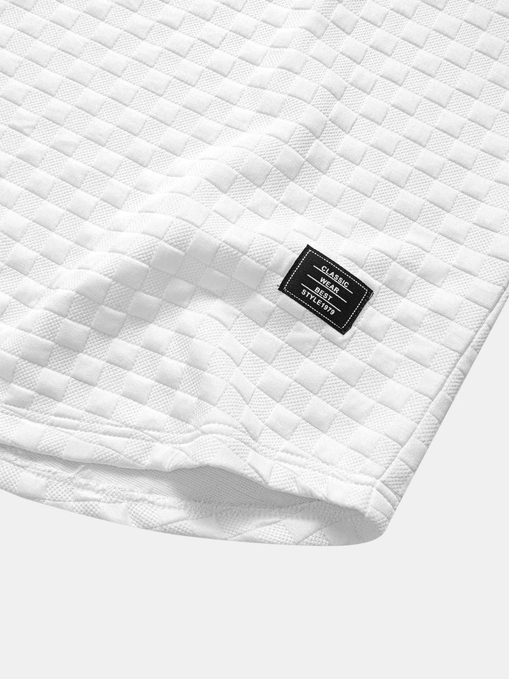 Checkerboard Jacquard  Arc Hem T-Shirt