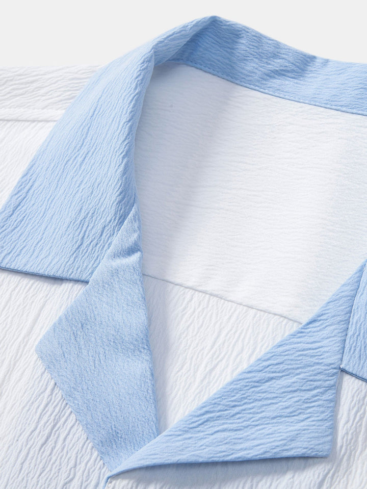 Textured Contrast Cuban Shirt & Straight Leg Pants