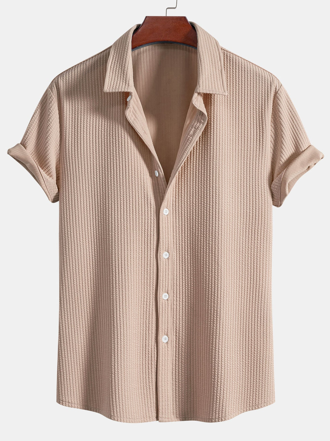 Muscle Fit Ribbed Button-Down Shirt