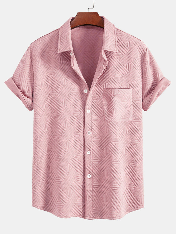 Striped jacquard button-down shirt & Drawstring shorts