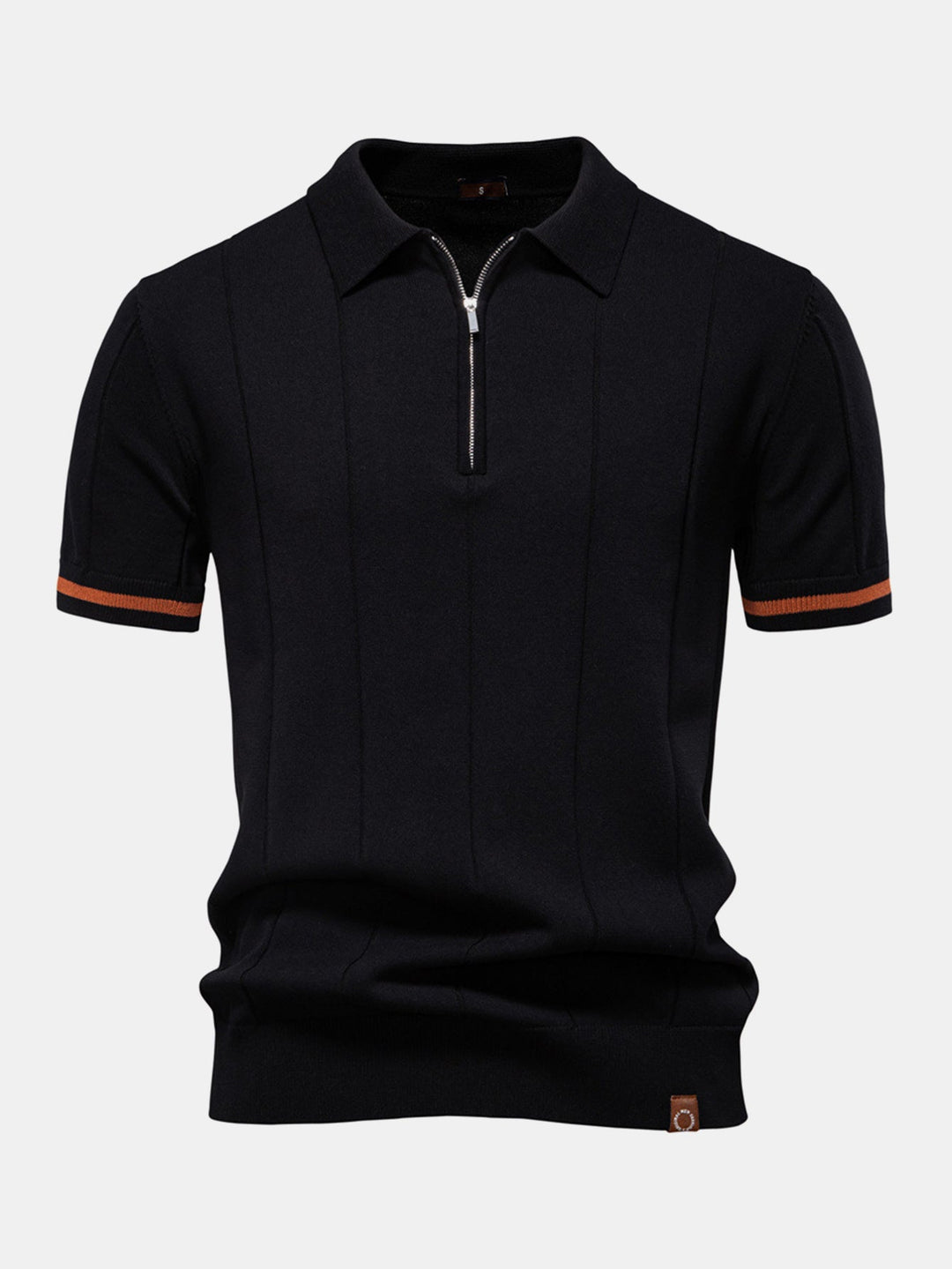 Contrast Trim Zip Knitted Polo Shirt
