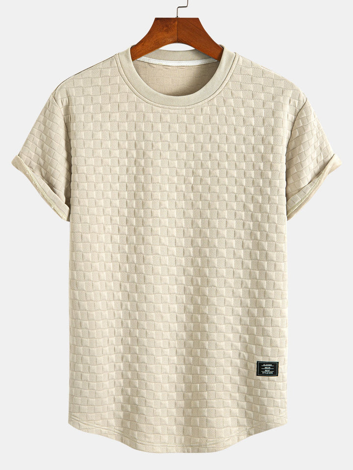 Checkerboard Jacquard  Arc Hem T-Shirt