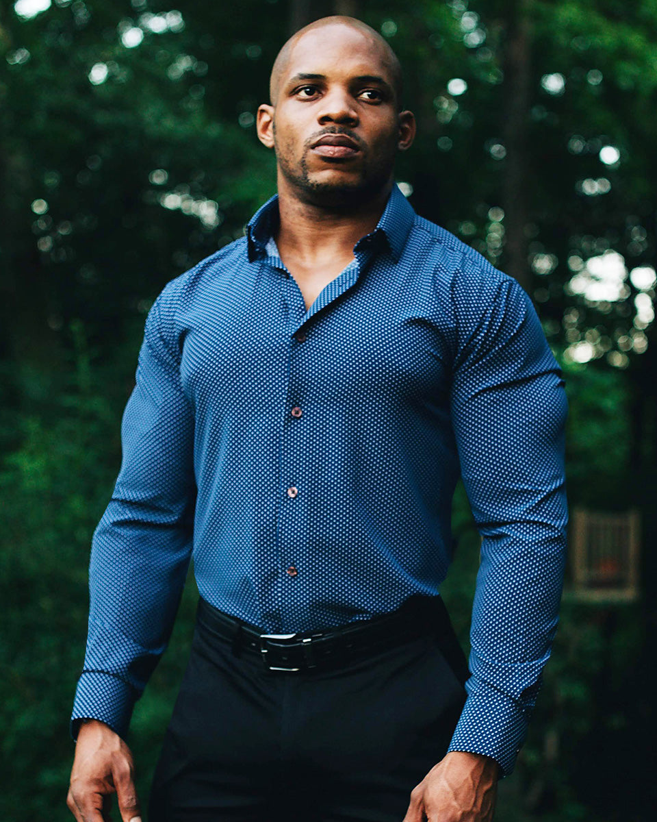 "The Boylston" Navy with White Polka Dots