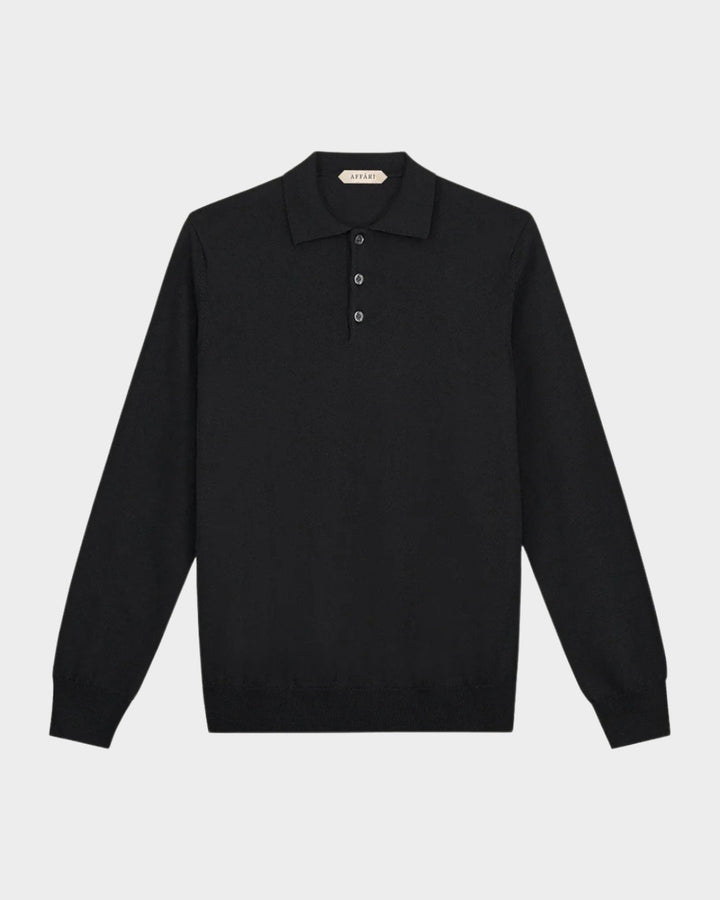 CANNES - BLACK LUXURY POLOSWEATER