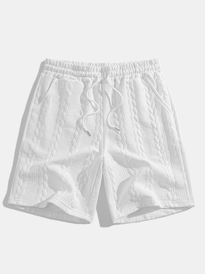 Relax Fit Mid-Length Sleeve Twist Jacquard T-Shirt & Shorts