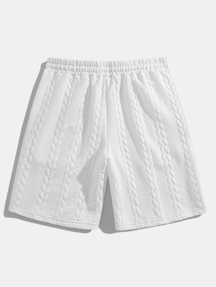 Relax Fit Mid-Length Sleeve Twist Jacquard T-Shirt & Shorts