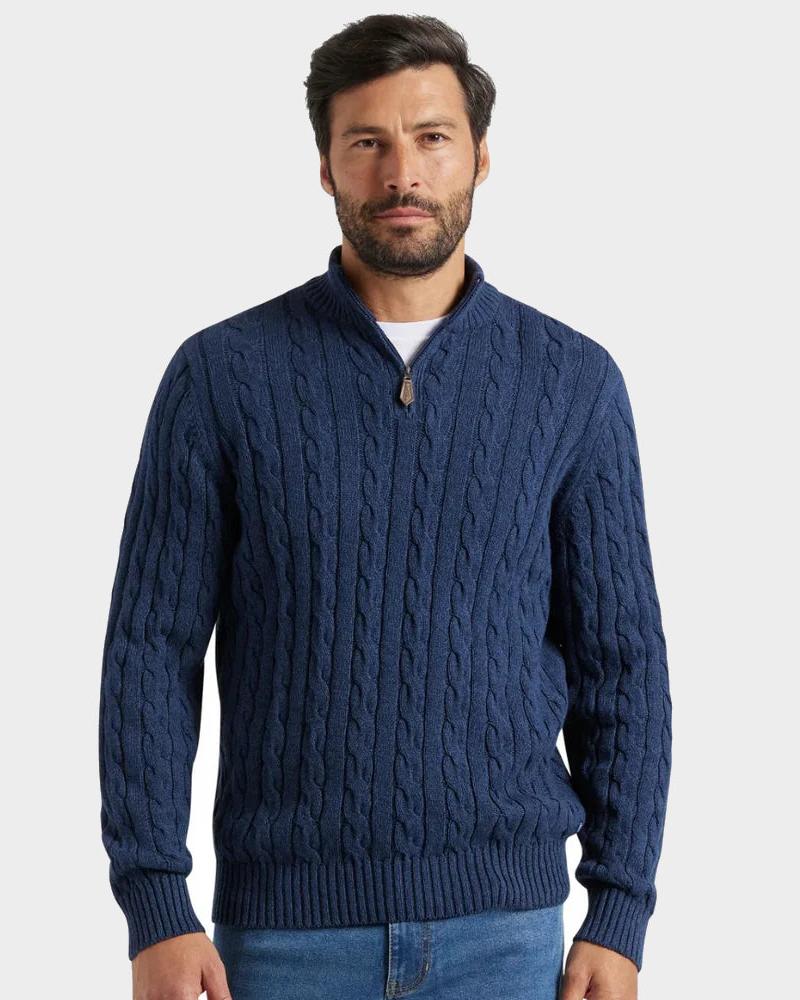 GENÈVE - NAVY HALFZIP SWEATER