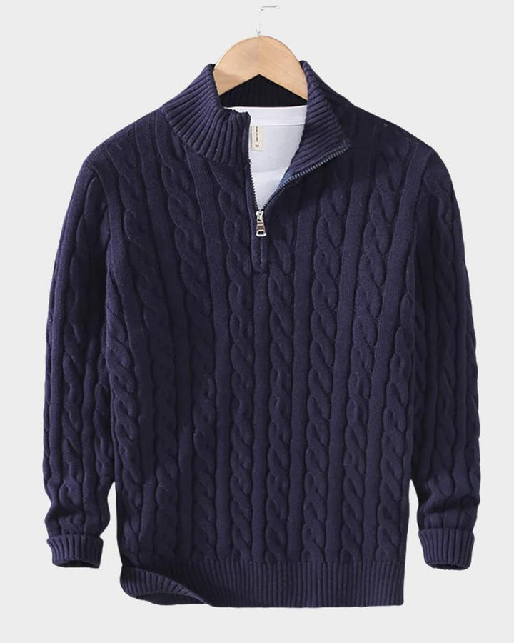 GENÈVE - NAVY HALFZIP SWEATER