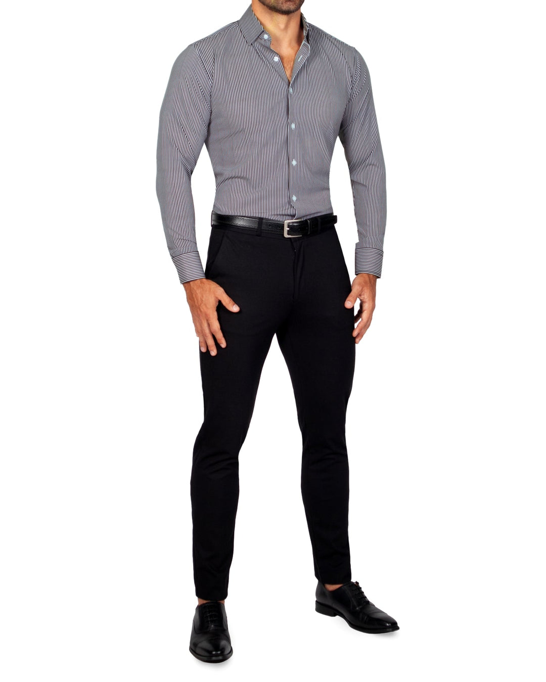 "The Limestone" Charcoal & White Pinstripe