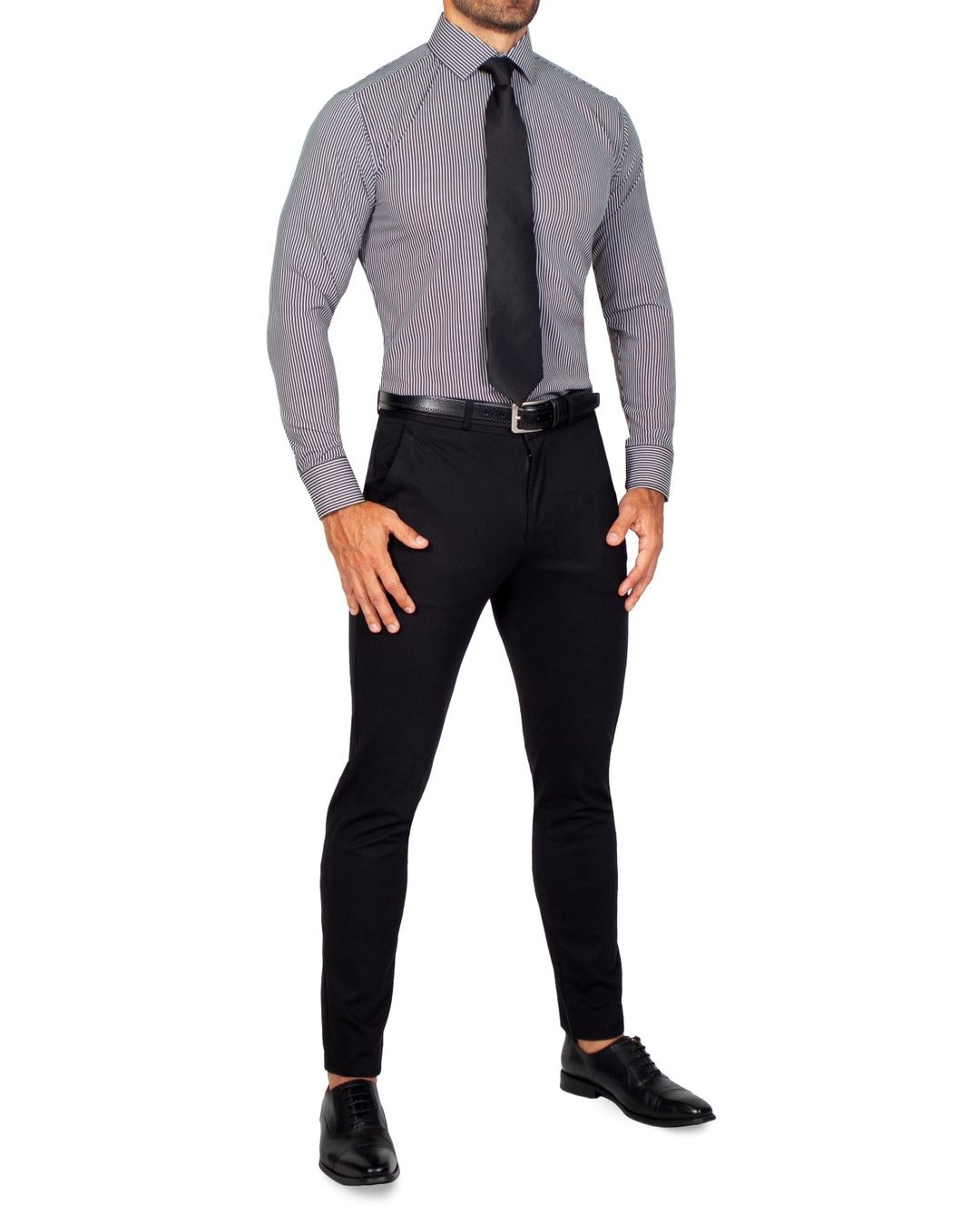 "The Limestone" Charcoal & White Pinstripe