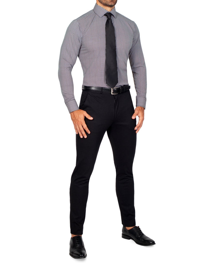 "The Limestone" Charcoal & White Pinstripe