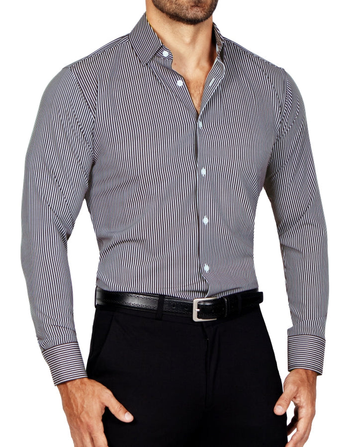 "The Limestone" Charcoal & White Pinstripe