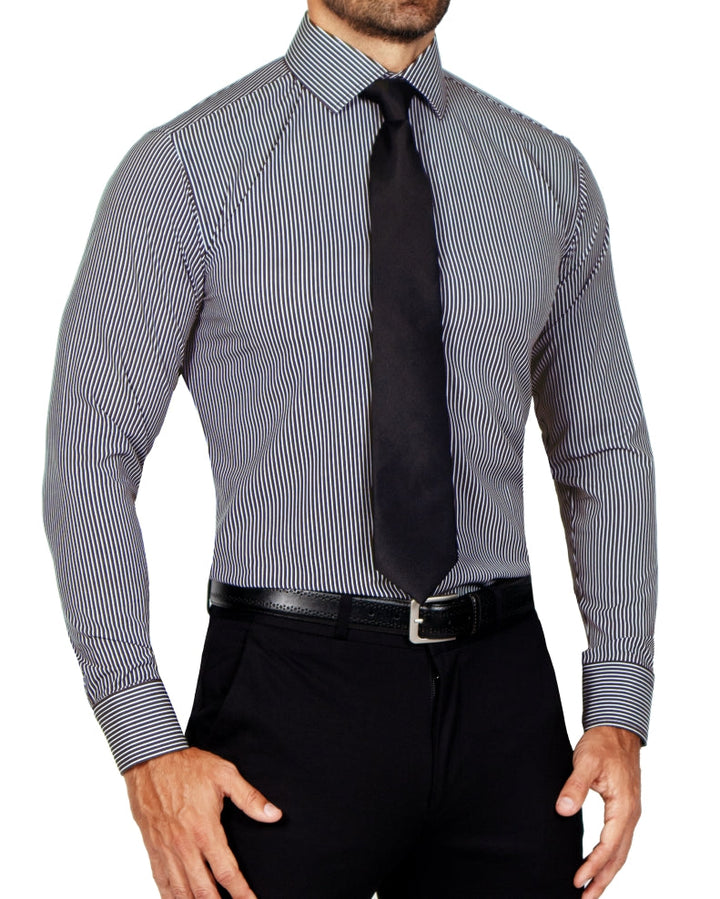 "The Limestone" Charcoal & White Pinstripe